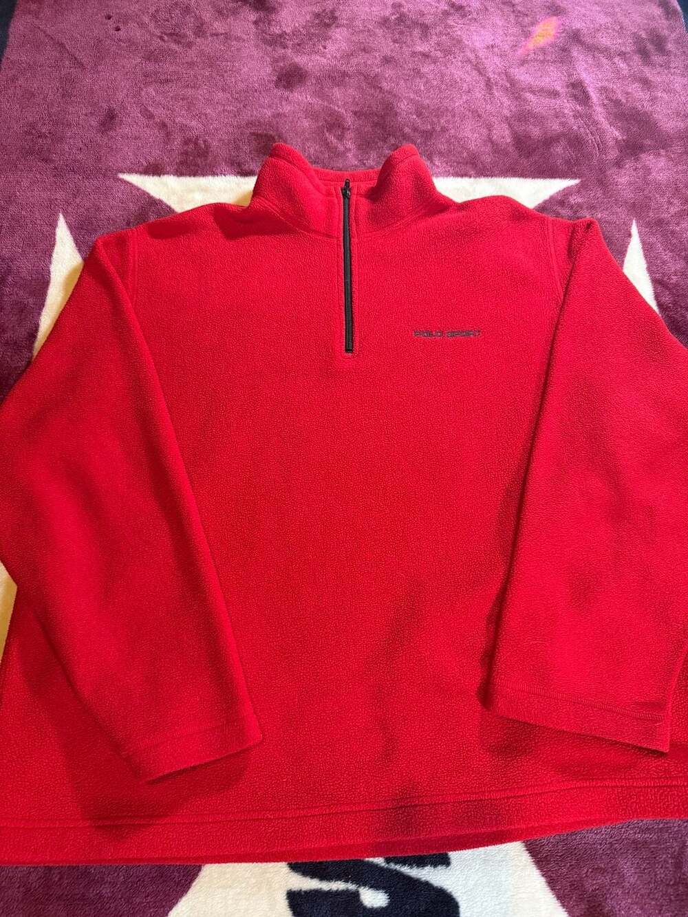Polo Sport Ralph Lauren 1/4 Zip Fleece Size XL Red Pullover Sweatshirt